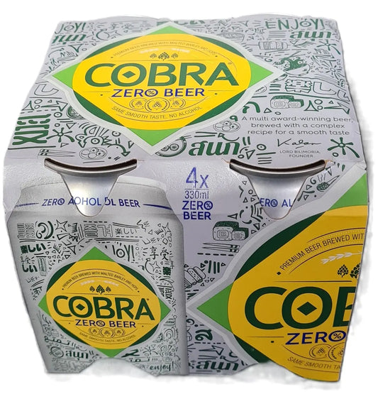 Cobra Zero Beer | Alcohol Free | 4 x 330ml Cans Cobra